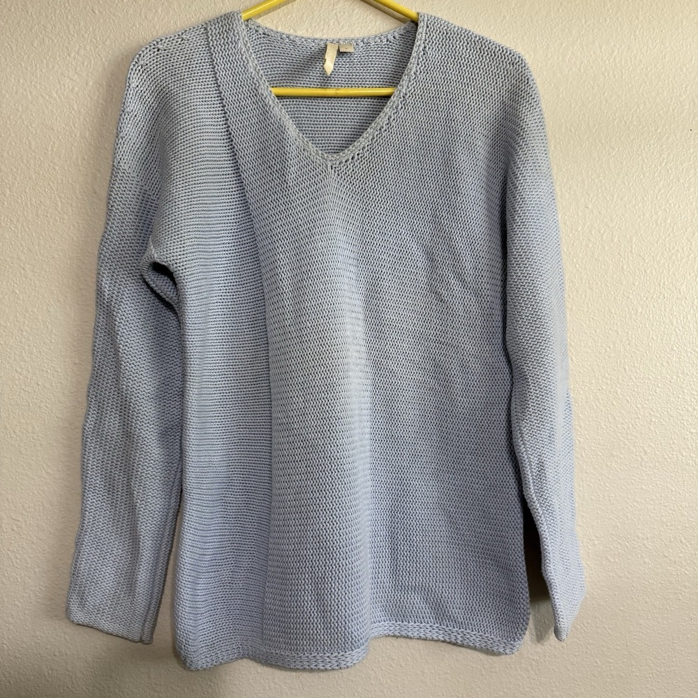 J Jill Pure Jill women's V-neck Long sleeve knit Light Blue sweater size Small